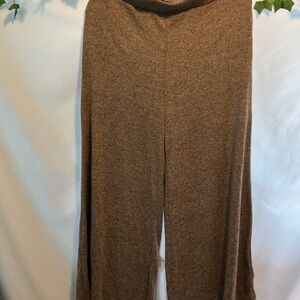 Relaxed Wide-Leg Knit Pants in Brown